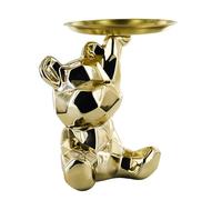 HOME DECO FACTORY, HD0523, Statue Ourson Vide Poche Doré 12 cm - Élégance et Praticité pour Décoration Intérieure, Idéal pour Clés et Bijoux, Finition Luxe, Couleur Or, 14,5x12x18 cm