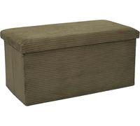 HOME DECO FACTORY, HD0535, Coffre Banc Pliable Côtelé Vert - Design Élégant et Multifonctionnel, Idéal pour Salon ou Entrée, Rangement Pratique, Confort d'Assise, 76x38x38 cm, Vert