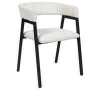 HOME DECO FACTORY - HD0544 - Lot de 2 Fauteuils Design en Velours Côtelé Beige - Structure Noire - Confort Optimal - Idéal pour Table ou Siège d'Appoint - Dimensions : Standard - : Beige