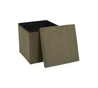 HOME DECO FACTORY - HD0550 Coffre Pouf Pliable Patchwork Côtelé - Rangement & Assise Confortable, Design Élégant, Salon ou Chambre, Beige, Gris, Rouge, Vert, 38x38 cm