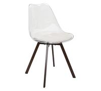 HOME DECO FACTORY - HD0552 - Lot de 4 Chaises Transparentes avec Coussin Côtelé Beige - Design Moderne et Confortable - Parfaites pour Salle à Manger ou Bureau - Taille : Standard - Couleur : Beige