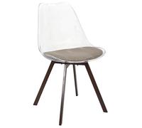 HOME DECO FACTORY - HD0553 - Lot de 4 Chaises Transparentes avec Coussin Côtelé Taupe - Design Moderne et Confortable - Parfaites pour Salle à Manger ou Bureau - Taille Standard - Couleur Taupe