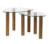 HOME DECO FACTORY, HD0555, Table Gigogne en Verre Trempé Clara - Design Élégant et Pratique, Gain de Place, Facile à Entretenir - Dimensions : 60x43x45 cm, Couleur Marron