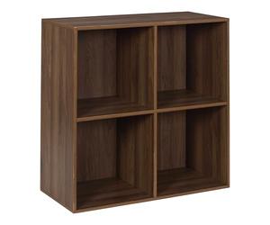 HOME DECO FACTORY - HD0577 - Rangement Modulable 4 Cases en Bois Foncé - Étagère Pratique et Élégante pour Livres et Objets Déco - Idéale pour Optimiser l'espace - Taille 4 Cases - Couleur Marron