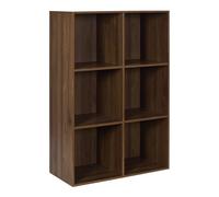 HOME DECO FACTORY - HD0579 - Rangement Modulaire 6 Compartiments Tiffany en Bois de Panneaux de Particules - Idéal pour Livres et Objets Décoratifs - Pratique et Élégant - Marron - Standard