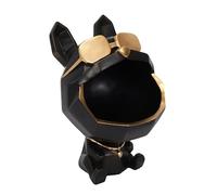 Home Deco Factory - Sculpture HD1306 Chien à lunettes, vide-poche 23 cm Noir