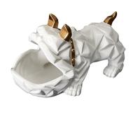 HOME DECO FACTORY - HD1312, Sculpture en céramique Bulldog Noir, Vide Poche décoratif, Design Moderne et Chic, Cadeau Conçu pour Vos Proches, Hauteur 14 cm, Couleur Noir