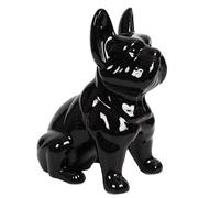 HOME DECO FACTORY - HD1314 Sculpture en Céramique Bulldog Noir 30 cm - Décoration Moderne et Chic pour Intérieur - Conçu pour Être Non Toxique et Polyvalent