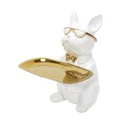 HOME DECO FACTORY - HD1322 Sculpture Décorative Bulldog Blanc en Céramique - Vide Poche Chic et Moderne - Design Elégant - Idée Cadeau - - Hauteur 21 cm