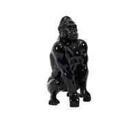 HOME DECO FACTORY - HD1327 Gorille Accroupi en Résine - Décoration Intérieure Moderne - Conçu pour Salon ou Bureau - Taille 14.5 x 14 x 24 cm - Couleur Noire