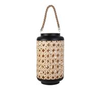 HOME DECO FACTORY - HD2143, Lanterne Tressée Noire 385 cm - Éclairage tamisé, Design Naturel en Bambou et Verre, Conçue pour intérieur Moderne ou Traditionnel, Ambiance chaleureuse, Noir