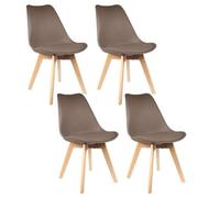 HOME DECO FACTORY, HD30731, Lot de 4 Chaises Scandinave Coque PP Rembourrée Taupe, Design Épuré et Confort Optimal, Idéale pour Salon ou Salle à Manger, Dimensions 58x81,6x48,8 cm, Couleur Taupe