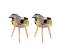 HOME DECO FACTORY, HD3096, Lot de 2 Fauteuils Scandinave Patchwork Coloré, Design Tendance et Confort Optimal, Idéal pour Salon ou Chambre, Dimensions 62x60,5x86 cm, Multicolore
