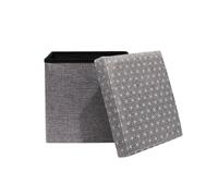 HOME DECO FACTORY - HD3166, Coffre de Rangement Pouf Pliable Design Pratique en Lin, Conçu pour Gagner de l'espace, Dimensions 37,5 x 37,5 x 37,5 cm, Couleur Gris