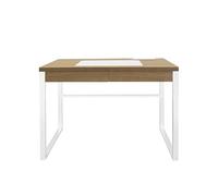 HOME DECO FACTORY - HD3760 Bureau Moderne en Bois et Métal avec Tiroir - Design Élégant et Ergonomique - Conçu pour Petits Espaces - Dimensions 100 x 50 x 74 cm - Couleur Blanche