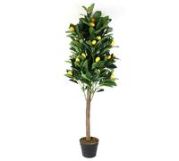 HOME DECO FACTORY - HD4153, Plante Artificielle Citronnier 125 cm - Décoration Végétale Moderne pour Intérieur - Objet Décoratif Pratique en Plastique et Bois - Couleur Verte