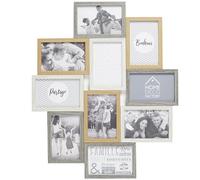 Home Deco Factory - Cadre photo pêle-mêle Family (HD4213) 10 vues bois et blanc 10 x 15 cm Beige G