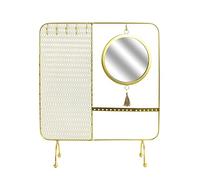 HOME DECO FACTORY - HD5074 Boîte à Bijoux avec Miroir et Câble - Design Élégant - Dimensions 35,5 x 30 cm - Couleur Doré - Conçu pour Organiser Accessoires et Décorer Intérieur