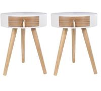 HOME DECO FACTORY - HD6201 - Chevet, Modèle Nora, Blanc 34.5x34.5x47 cm, Design élégant avec Un tiroir intégré, Esthétique et fonctionnalité pour dynamiser Votre Espace de Nuit (Lot de 2)