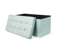 HOME DECO FACTORY - HD6323 Coffre Banc Pliable Tissu - Conçu pour Salon ou Chambre - Espace de Rangement - Toucher Doux - Dimensions 76 x 38 x 38 cm - Couleur Gris Clair