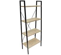 HOME DECO FACTORY - HD6429 Étagère Bois et Métal 4 Niveaux, Rangement Design Industriel pour Salon, Bureau, Chambre - Dimensions 148x60x32.5 cm, Beige Noir