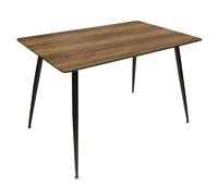 HOME DECO FACTORY - HD6442 Table de Repas Imitation Bois - Plateau MDF - Pieds Métal - Dimensions 115 x 75 x 75 cm - Marron - Style Moderne pour Salle à Manger