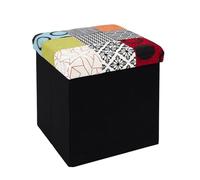 Coffre pouf pliable couvercle patchwork