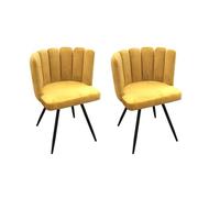 HOME DECO FACTORY - HD6520 - Lot de 2 Chaises Ariel Velours Jaune Mobilier Assise Chaise Fauteuil de Table Siege Salon Salle A Manger Entree Chambre Meuble