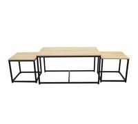 HOME DECO FACTORY - HD6579 Table Basse Industrielle Chic 3 Modules Seattle - Conçu pour Mobilier Bureau Gain de Place - Bois MDF et Métal - Dimensions 90 x 50 x 45 cm - Couleur Noir