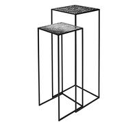 HOME DECO FACTORY - HD6582, Duo de Sellettes en Métal Noir pour Plantes et Décorations, Mobilier de Bureau ou Entrée, Design Moderne, Dimensions 34x34x90cm