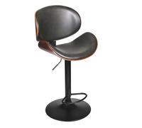 HOME DECO FACTORY - HD6602 Chaise de Bar Haute Rétro en Bois et Fer - Hauteur Réglable 61-82 cm - Assise Rembourrée Confortable - Design Aéré - Conçue pour Salon ou Salle d'Attente - Couleur Noir