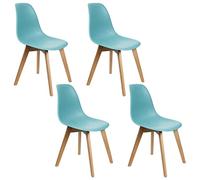 HOME DECO FACTORY - HD66311 - Lot de 4 Chaises Scandinave Coque PP Rembourree Bleu Céladon Mobilier Assise Chaise Fauteuil De Table Siege Salon Salle A Manger Entree Chambre Meuble