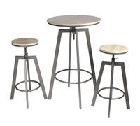 HOME DECO FACTORY - HD6735 Table Mange Debout avec 2 Tabourets Réglables - Design Moderne pour Salon ou Salle d'Attente - Dimensions 64 x 64 x 93 cm - Couleur Noir
