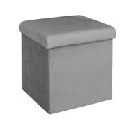 HOME DECO FACTORY - HD6810 Coffre Pouf Pliable en Velours Côtelé - Rangement Pratique et Confortable - Design Moderne pour Salon Ou Chambre - Dimensions 38 x 38 x 38 cm - Couleur Gris Souris