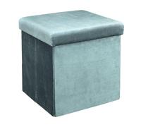 HOME DECO FACTORY - HD6811 Coffre Pouf Pliable - Rangement Velours Côtelé - Pratique et Moderne - Salon ou Chambre - Toucher Doux - 38x38x38 cm - Bleu Canard