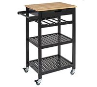 HOME DECO FACTORY - HD7102 Desserte à roulettes pour Cuisine et Salle à Manger - Rangement Nomade - Design Moderne - Dimensions 40 x 62,5 x 85,5 cm - Couleur Noir-Bois