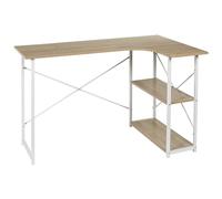 HOME DECO FACTORY - HD7108, Bureau d'angle Blanc avec étagère intégrée, Meuble de Travail Moderne pour Salon ou Chambre, Dimensions 120 x 74 x 74 cm, Couleur : Blanc