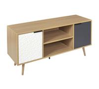 Meuble TV 2 portes 2 niches Sven - Naturel clair