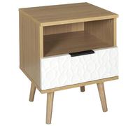 HOME DECO FACTORY Hd7146 Table de Chevet Rangement Tiroir Scandinave Chambre, Bois/Blanc, 40X49X35 cm