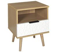 HOME DECO FACTORY - HD7146 Table de Chevet Scandinave - Tiroir de Rangement en Bois - Conçu pour Chambre, Salon ou Salle d'Attente - Dimensions 40 x 49 x 35 cm - Couleur Blanc