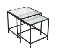 HOME DECO FACTORY - HD7195 Table Gigogne en Verre Trempé et Fer - Élégante et Moderne - pour Salon ou Chambre - Dimensions Grande 40 x 38 x 40 cm - Petite 35 x 35 x 35 cm - Couleur Noir