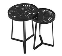 HOME DECO FACTORY - HD7196 Table Gigogne en Verre Trempé et Fer - Set de 2 pour Salon/Chambre, Dimensions : Grande 40x50x40 cm, Petite 32x45x32 cm, Noir