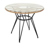 HOME DECO FACTORY - HD7238 Table de Repas Ronde en Verre Trempé - Design Moderne pour Salle à Manger ou Salon - 90 x 73 x 90 cm - Couleur Noir Naturel