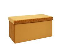 HOME DECO FACTORY - HD7404 Coffre Banc Pliable Rétro - Meuble de Rangement Multifonction pour Salon, Entrée Ou Chambre - Dimensions 76 x 38 x 38 cm - Couleur Jaune Moutarde