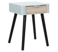 HOME DECO FACTORY, HD7465, Table de Chevet 1 Tiroir en Bois Bicolore, Design Moderne et Pratique, Idéal pour Chambre, Dimensions 35x40x48 cm, Couleur Gris et Bois Brut