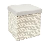 HOME DECO FACTORY - HD7518 Coffre Pouf Pliable Tressé - Mobilier Assise Gain de Place - pour Salon, Entrée ou Chambre - Dimensions 38 x 38 x 38 cm - Couleur Gris Marron