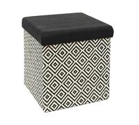 HOME DECO FACTORY - HD7519 - Coffre Pouf Pliable Tresse Noir Mobilier Assise Coffre Banc Pliable Entree Salon Chambre Salle A Manger