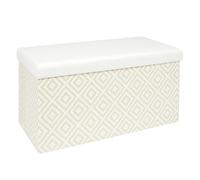 HOME DECO FACTORY - HD7520 Coffre Banc Pliable Tressé - Conçu pour Salon, Entrée ou Chambre - Assise Gain de Place - Dimensions 76 x 38 x 38 cm - Couleur Blanc