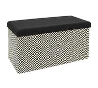 HOME DECO FACTORY - HD7522 Coffre Banc Pliable Tressé Noir, Mobilier Assise Gain de Place, Rangement Pratique pour Salon, Entrée ou Chambre, 38x38x76 cm, Noir