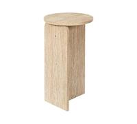 HOME DECO FACTORY - HD7738 - Table d'Appoint Pietra D30cm en Bois de Panneaux de Particules - Design Moderne et Élégant - Parfaite pour Les Espaces Contemporains - Couleur Blanc Beige